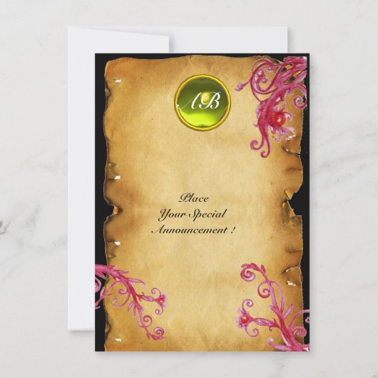 MAGIC BERRIES MONOGRAM Parchment Yellow rsvp Kaart (Achterkant)