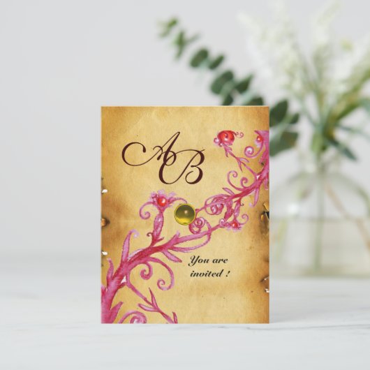 MAGIC BERRIES MONOGRAM Parchment Yellow Topaz Kaart (Staand voorkant)