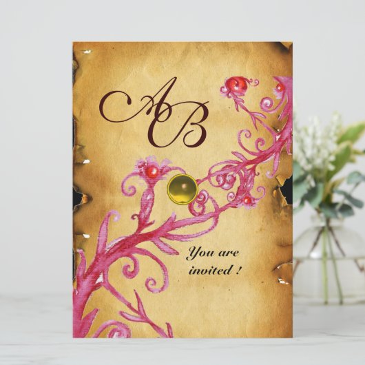 MAGIC BERRIES MONOGRAM Parchment Yellow topaz Kaart (Staand voorkant)