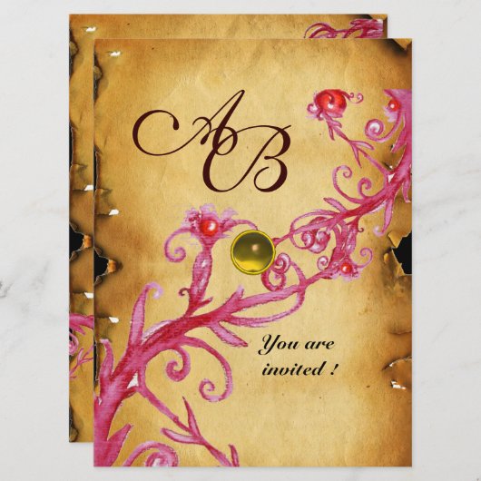 MAGIC BERRIES MONOGRAM Parchment Yellow topaz Kaart (Voorkant / Achterkant)