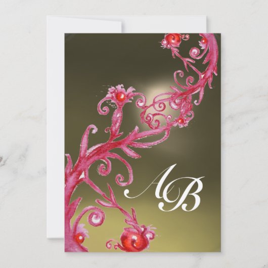 MAGIC BERRIES MONOGRAM rood paars grijs wit Kaart (Voorkant)