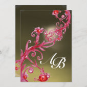 MAGIC BERRIES MONOGRAM rood paars grijs wit Kaart (Voorkant / Achterkant)