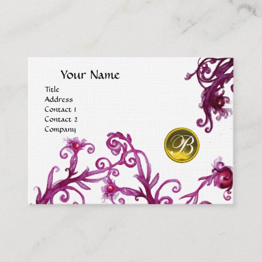 MAGIC BERRIES MONOGRAM, topaz geel linnen Visitekaartje (Voorkant)