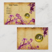 MAGIC BERRIES MONOGRAM, topaz yellow parchment Visitekaartje (Voorkant / Achterkant)
