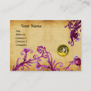 MAGIC BERRIES MONOGRAM, topaz yellow parchment Visitekaartje