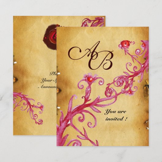 MAGIC BERRIES MONOGRAM WACHTZegelperkament Kaart (Voorkant / Achterkant)