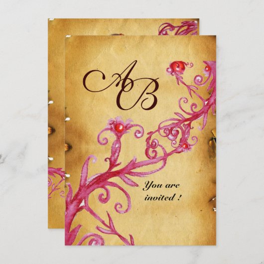 MAGIC BERRIES MONOGRAM wax seal parchment rsvp Kaart (Voorkant / Achterkant)