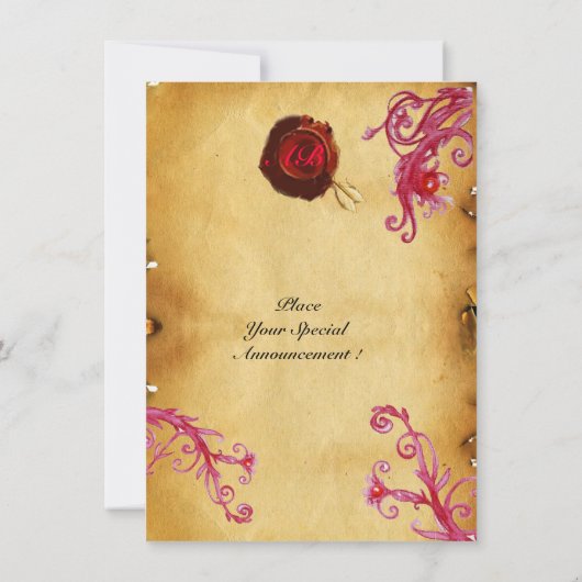 MAGIC BERRIES MONOGRAM wax seal parchment rsvp Kaart (Achterkant)