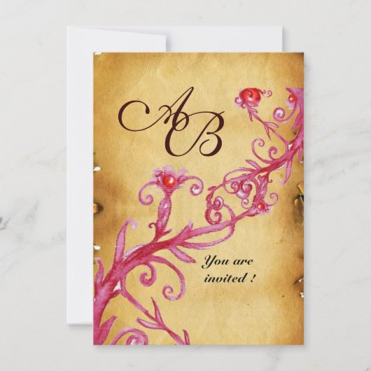 MAGIC BERRIES MONOGRAM wax seal parchment rsvp Kaart (Voorkant)