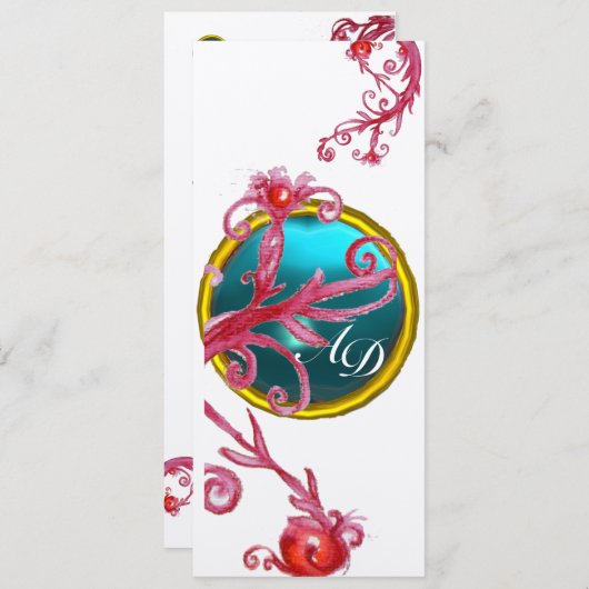 MAGIC BERRIES MONOGRAM white blue red paars gold Kaart (Voorkant / Achterkant)