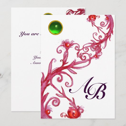 MAGIC BERRIES, MONOGRAM white green red paars Kaart (Voorkant / Achterkant)