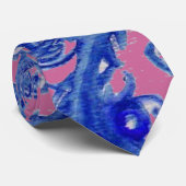 MAGIC BERRIES Pink Blue Floral Swirls Stropdas (Opgerold)