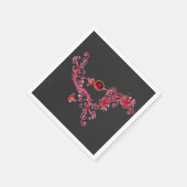 MAGIC BERRIES Red Floral Swirls with Gemstone Servet (Hoek)