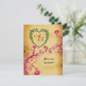 MAGIC BERRIES SHAMROCK HEART MONOGRAM parchment Kaart (Staand voorkant)