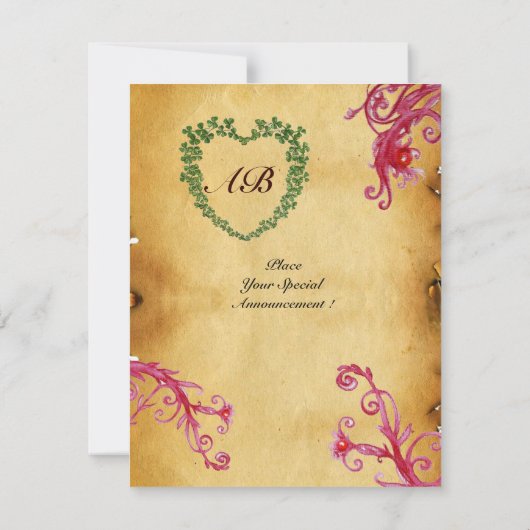 MAGIC BERRIES SHAMROCK HEART MONOGRAM parchment Kaart (Achterkant)