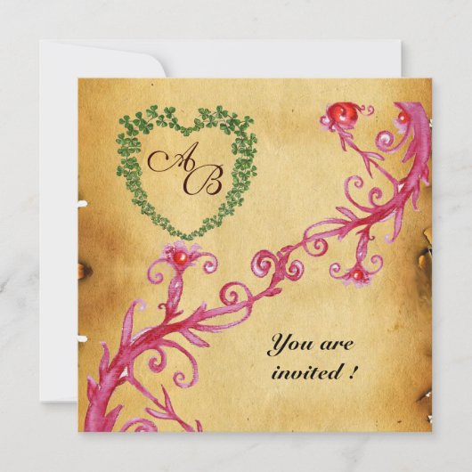 MAGIC BERRIES SHAMROCK HEART MONOGRAM parchment Kaart (Voorkant)