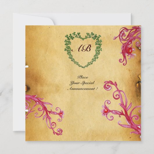 MAGIC BERRIES SHAMROCK HEART MONOGRAM parchment Kaart (Achterkant)