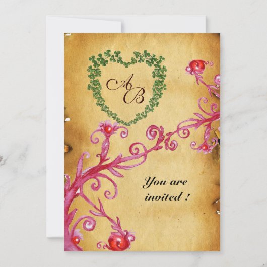 MAGIC BERRIES SHAMROCK HEART MONOGRAM parchment Kaart (Voorkant)