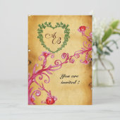 MAGIC BERRIES SHAMROCK HEART MONOGRAM parchment Kaart (Staand voorkant)