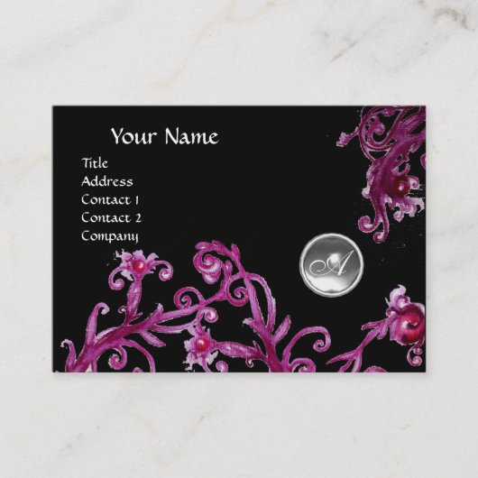 MAGIC BERRIES WHITE CRYSTALGEM MONOGRAM zwart Visitekaartje (Voorkant)