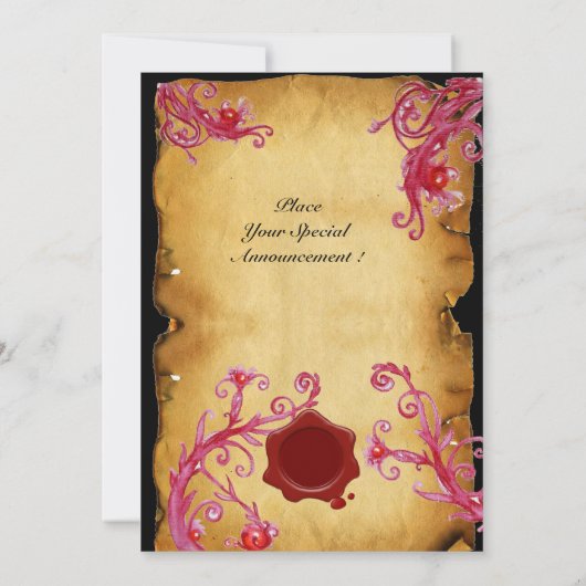 MAGIC BERRIM MONOGRAM, Red Wax Seal Paarse Swirls Kaart (Achterkant)