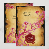 MAGIC BERRIM MONOGRAM, Red Wax Seal Paarse Swirls Kaart (Voorkant / Achterkant)