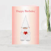 Magic Birthday Gnome with Heart op Roze Kaart (Voorkant)