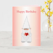 Magic Birthday Gnome with Heart op Roze Kaart (Gele Bloem)