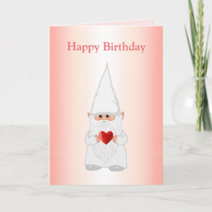 Magic Birthday Gnome with Heart op Roze Kaart