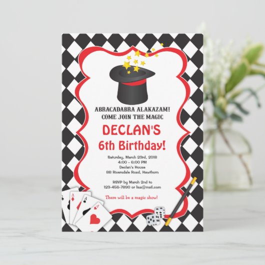 Magic Birthday Invitation, Magic Birthday Invite Kaart (Staand voorkant)