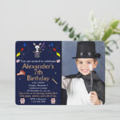 Magic Birthday met aangepast Photo Magician Theme Kaart (Staand voorkant)