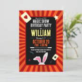 Magic Birthday Party Invitation - Bunny Starburst Kaart (Staand voorkant)