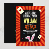 Magic Birthday Party Invitation - Bunny Starburst Kaart (Voorkant / Achterkant)