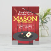 Magic Birthday Party Invitation Top Hat & Magic. Kaart (Staand voorkant)