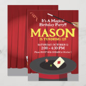 Magic Birthday Party Invitation Top Hat & Magic. Kaart (Voorkant / Achterkant)