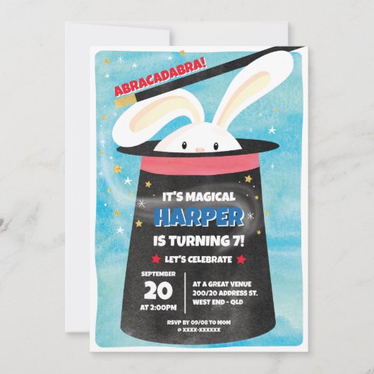 Magic Birthday Party Kaart (Voorkant)