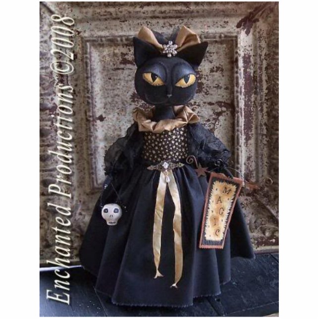 Magic Black cat Doll Photo Sculpture Pin Staand Fotobeeldje (Voorkant)