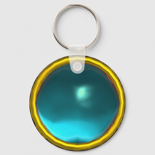 MAGIC BLUE AQUAMARINE GEM STONE SLEUTELHANGER (Voorkant)