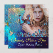 MAGIC BLUE BUTTERFLES Open House Monogram Kaart (Voorkant / Achterkant)