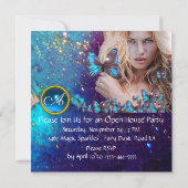 MAGIC BLUE BUTTERFLES Open House Monogram Kaart (Achterkant)