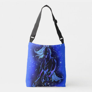 Magic Blue Horse die op de maanlichte Sterrennacht Crossbody Tas