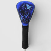 Magic Blue Horse die op de maanlichte Sterrennacht Golfheadcover (Voorkant)