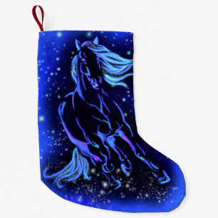 Magic Blue Horse die op de maanlichte Sterrennacht Kleine Kerstsok