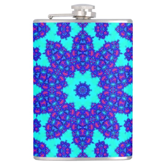 Magic Blue kaleidoscope flourished Heupfles (Voorkant)