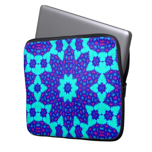 Magic Blue kaleidoscope flourished Laptop Sleeve (Voorkant Links)