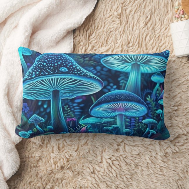 Magic Blue Mushrooms Kussen (Deken)