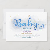 Magic Blue Waterverf Baby Boy Shower Kaart (Voorkant)