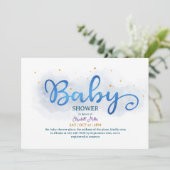 Magic Blue Waterverf Baby Boy Shower Kaart (Staand voorkant)