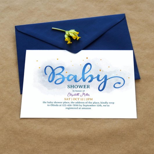 Magic Blue Waterverf Baby Boy Shower Kaart