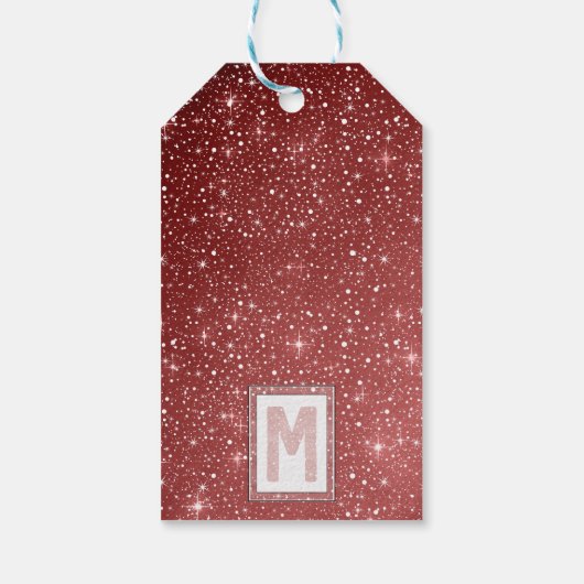 MAGIC Blush Waterverf Monogram & Bourgogne Sterren Cadeaulabel (Achterkant)